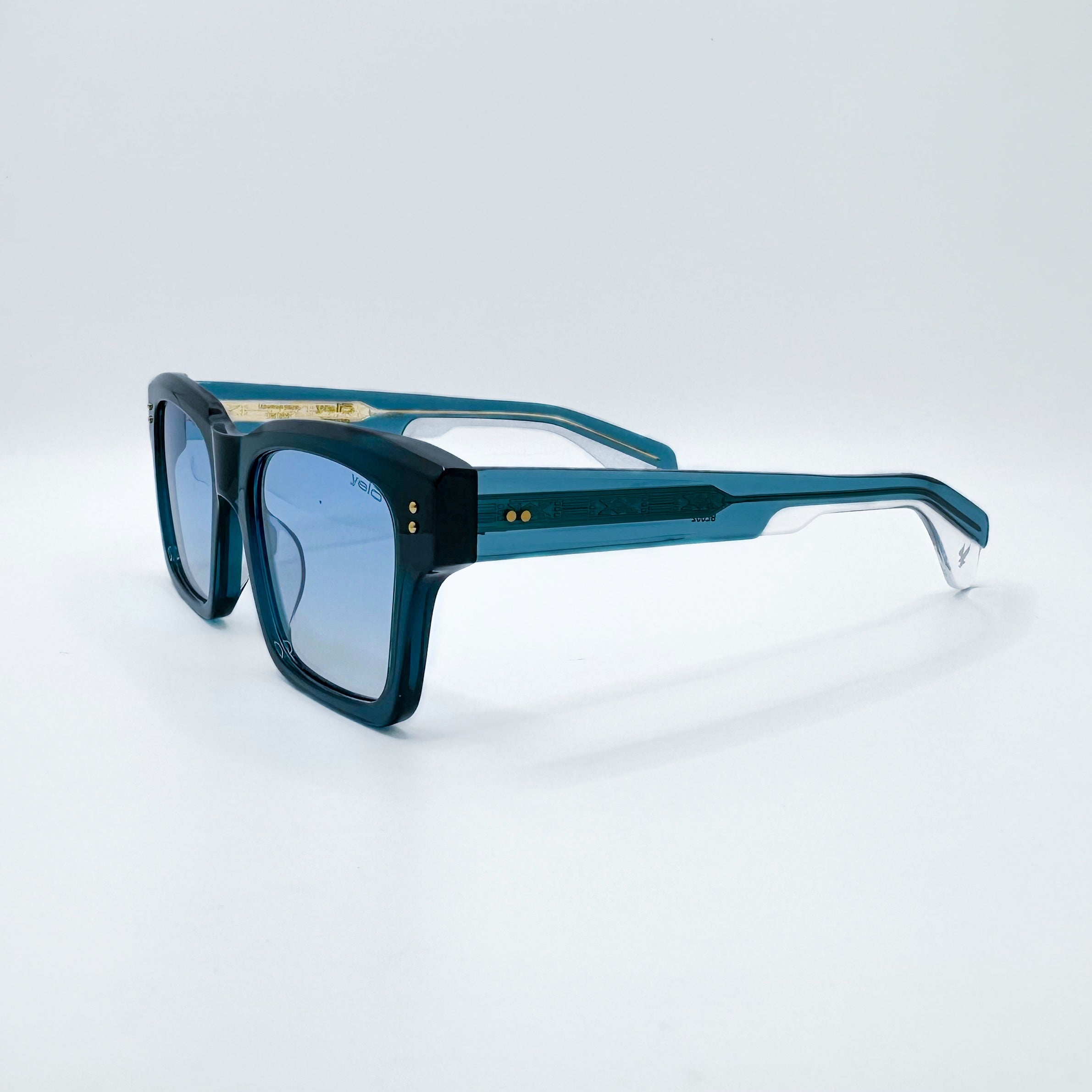 Lentes azules grandes de buen acetato