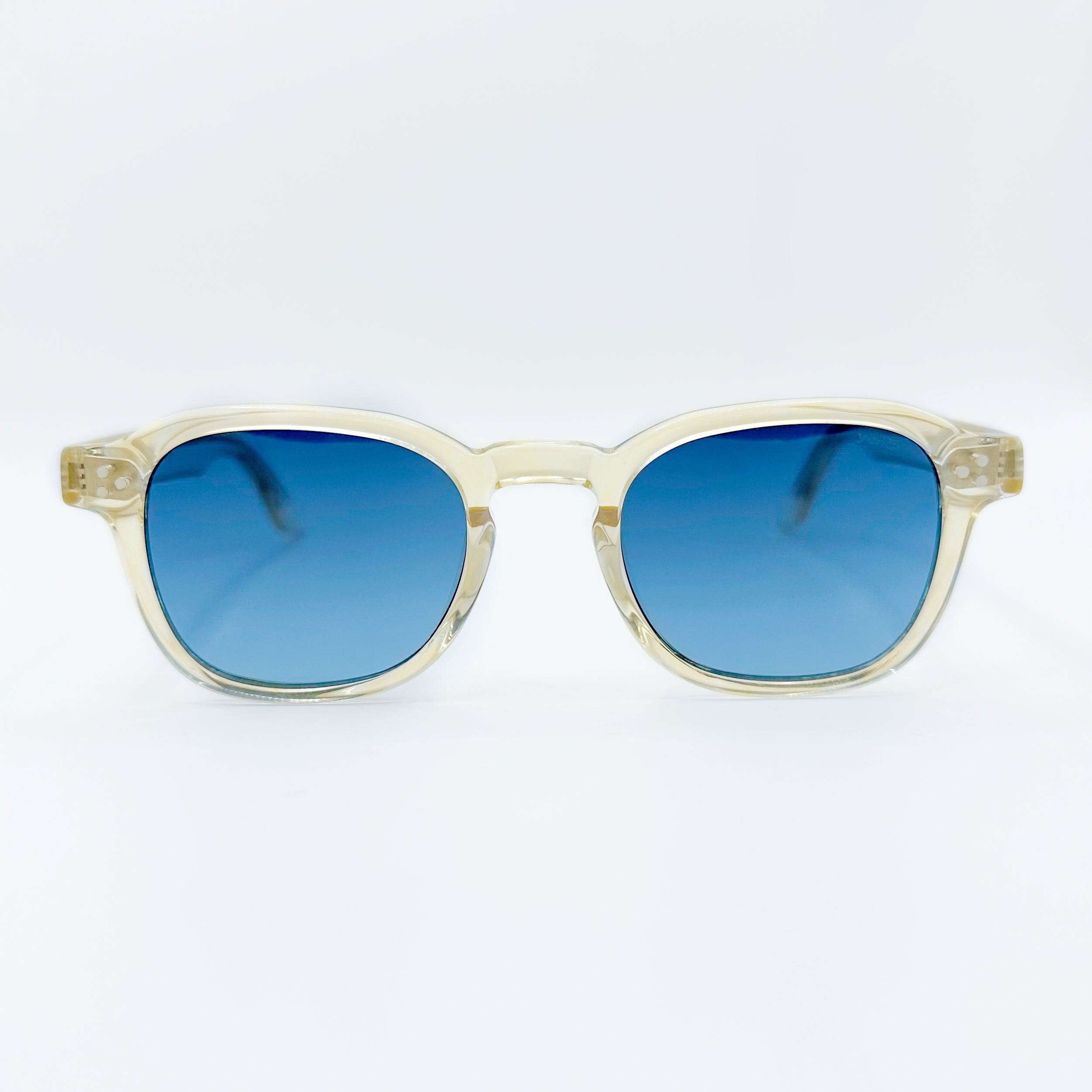 Lentes Cuadrados Translúcidos, con lente Azul.