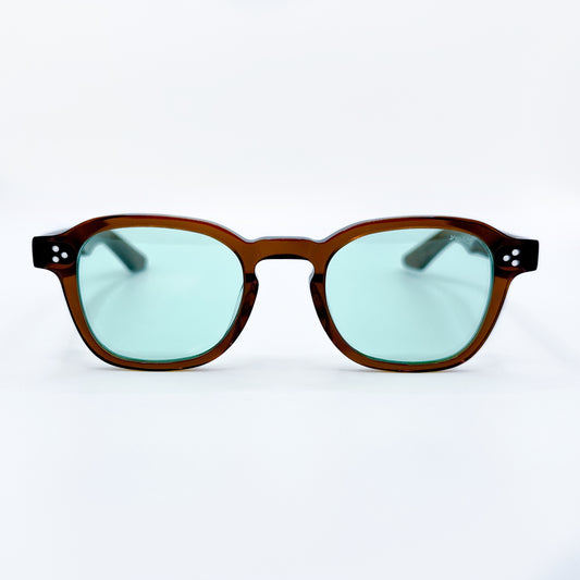 Lentes Cuadrado de Armazón Café Translúcido, con Lentes Azul Aqua