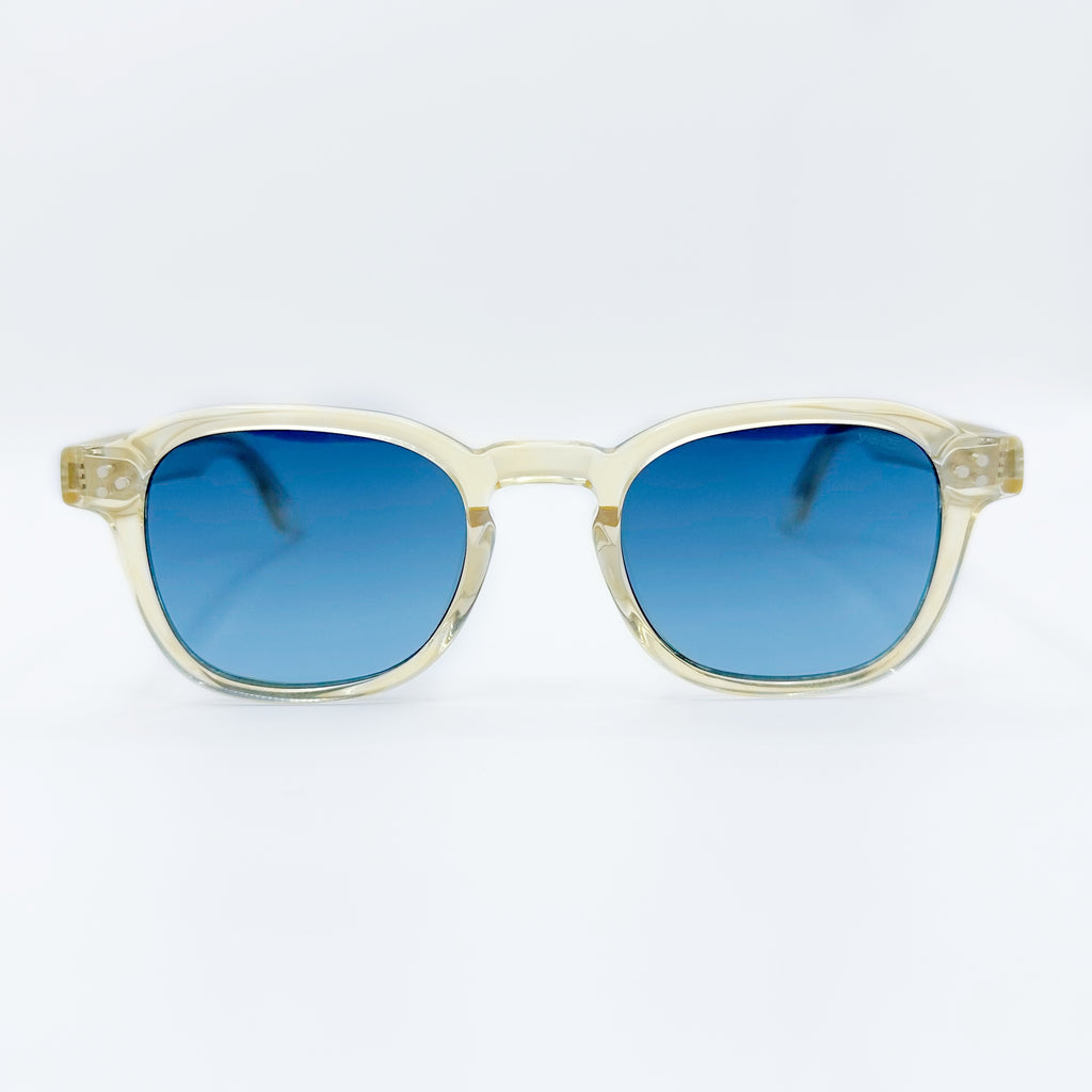 Lentes Cuadrados Translúcidos, con lente Azul.
